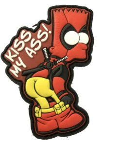Kiss My Ass Deadpool Bart Simpson PVC Airsoft Hook Loop Morale Patch