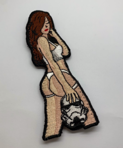Sexy Girl Holding Stormtrooper Mask Patch
