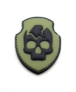 Skull in Shield Green Morale Tactical PVC Patch Funny Airsoft Paintball