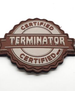 Certified Terminator Tactical Morale PVC Patch Funny Airsoft Paintball (Tan)