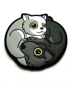 Black Cat & Grey Dog Yin Yang PVC Patch #134