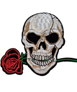 Skull with Rose Embroidered Patch
