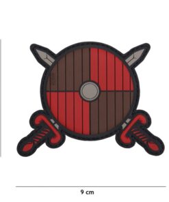 Viking Shield & Swords PVC Patch RED AND BROWN #240B
