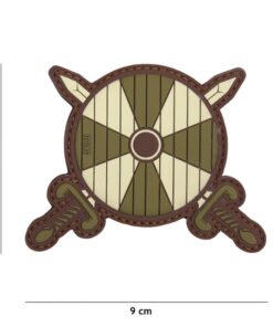 Viking Shield & Swords PVC Patch GREEN AND SAND #240C