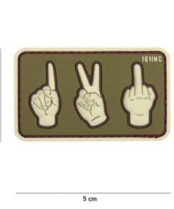 1,2,3 Middle Finger PVC Patch (sand/green)
