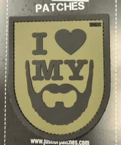 I Love My Beard Tactical Morale PVC Patch Funny Airsoft Paintball #126 Green