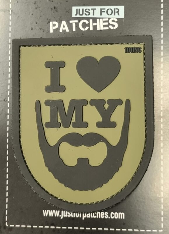 I Love My Beard Tactical Morale PVC Patch Funny Airsoft Paintball #126 Green